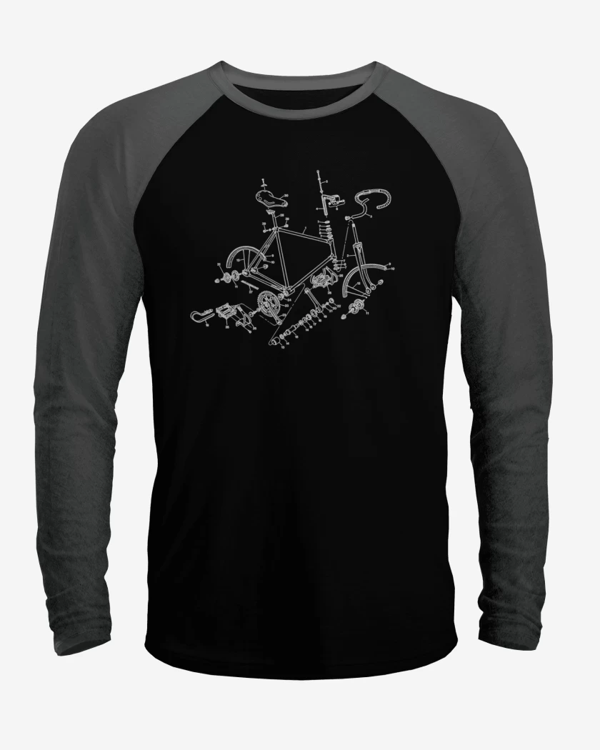 Polera Raglan Negro / Negro Heather de Piezas Cleta 