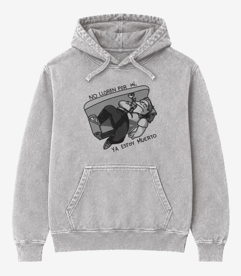 Poleron Canguro Acid Wash Gris Melange de No lloren por mi