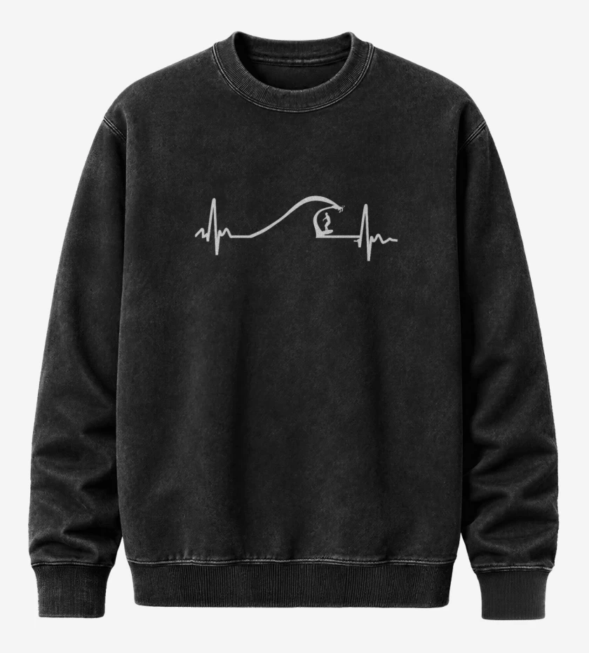 Poleron Polo Acid Wash Negro de Wave Surf 