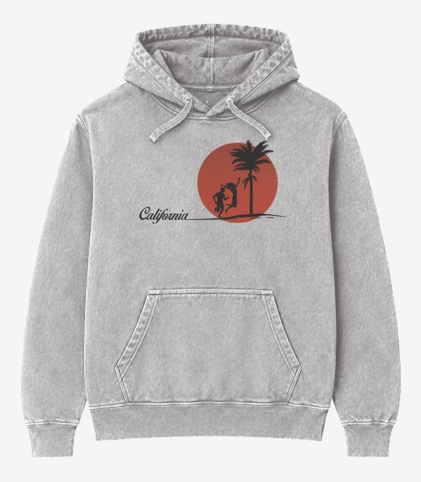 Poleron Canguro Acid Wash Gris Melange de Mr. Bungle California 