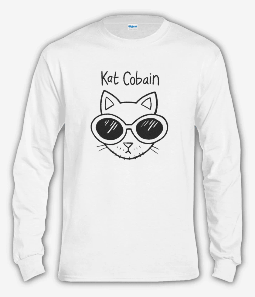 Polera manga larga Blanco de cat cobain