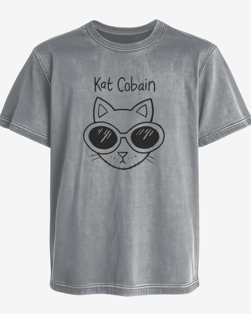 Polera desgastada Gris Melange de cat cobain