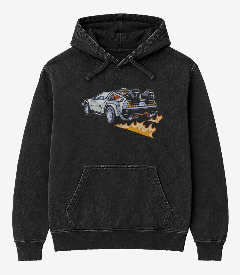 Poleron Canguro Acid Wash Negro de Deloreancillo