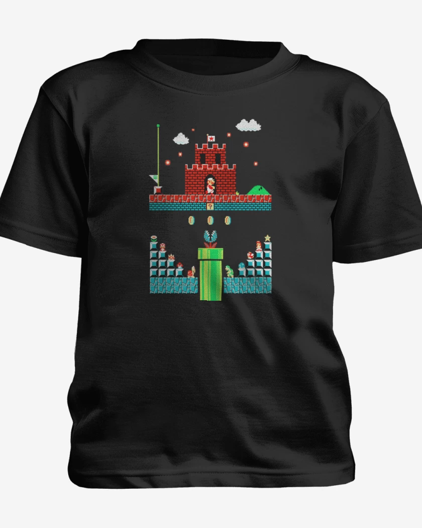 Polera de niño Negro de Super bigote numero uno