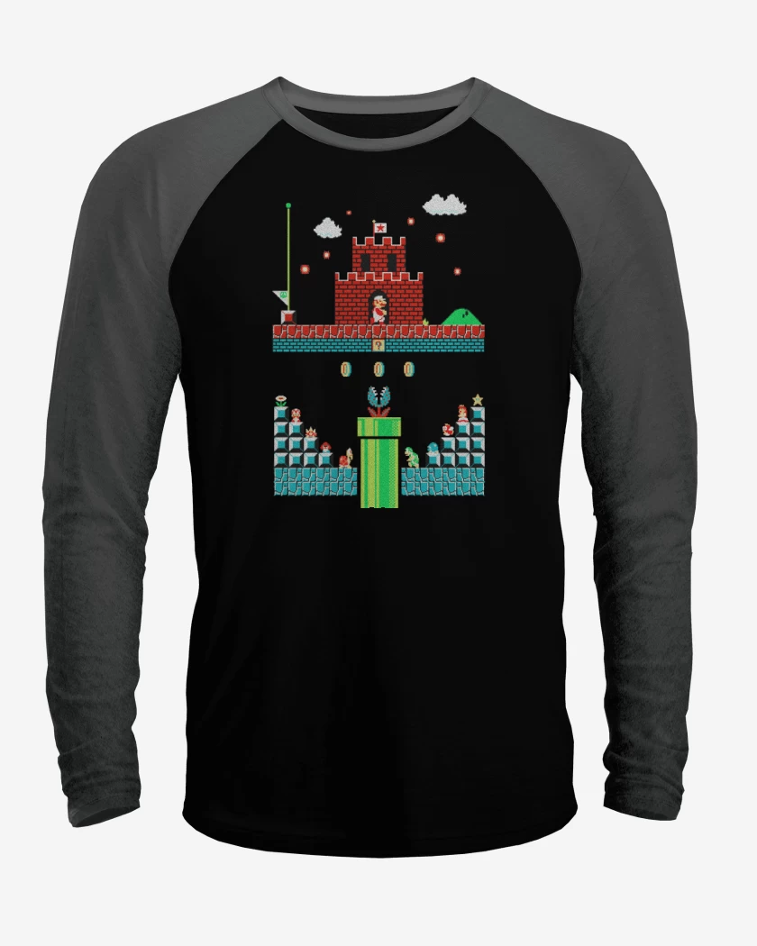 Polera Raglan Negro / Negro Heather de Super bigote numero uno