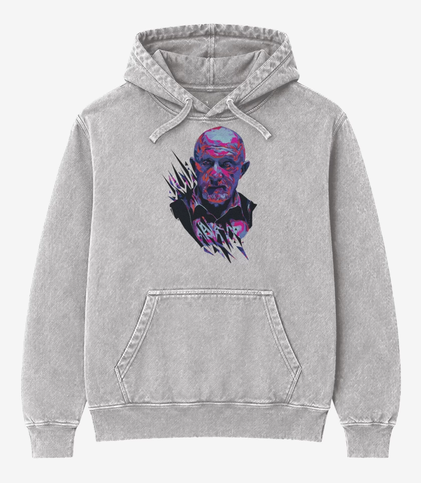 Poleron Canguro Acid Wash Gris Melange de Mike Ehrmantraut