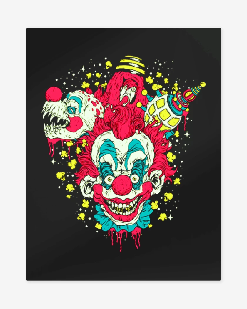 Print metalico Negro de Payaso del espacio