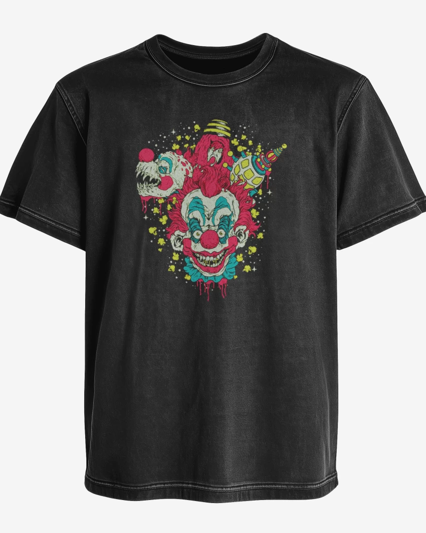 Polera desgastada Negro de Payaso del espacio