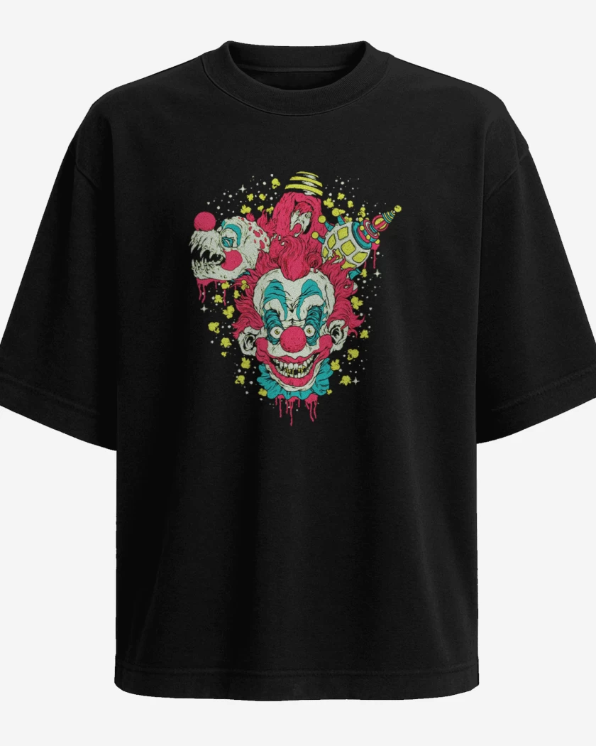 Polera Oversize Negro de Payaso del espacio