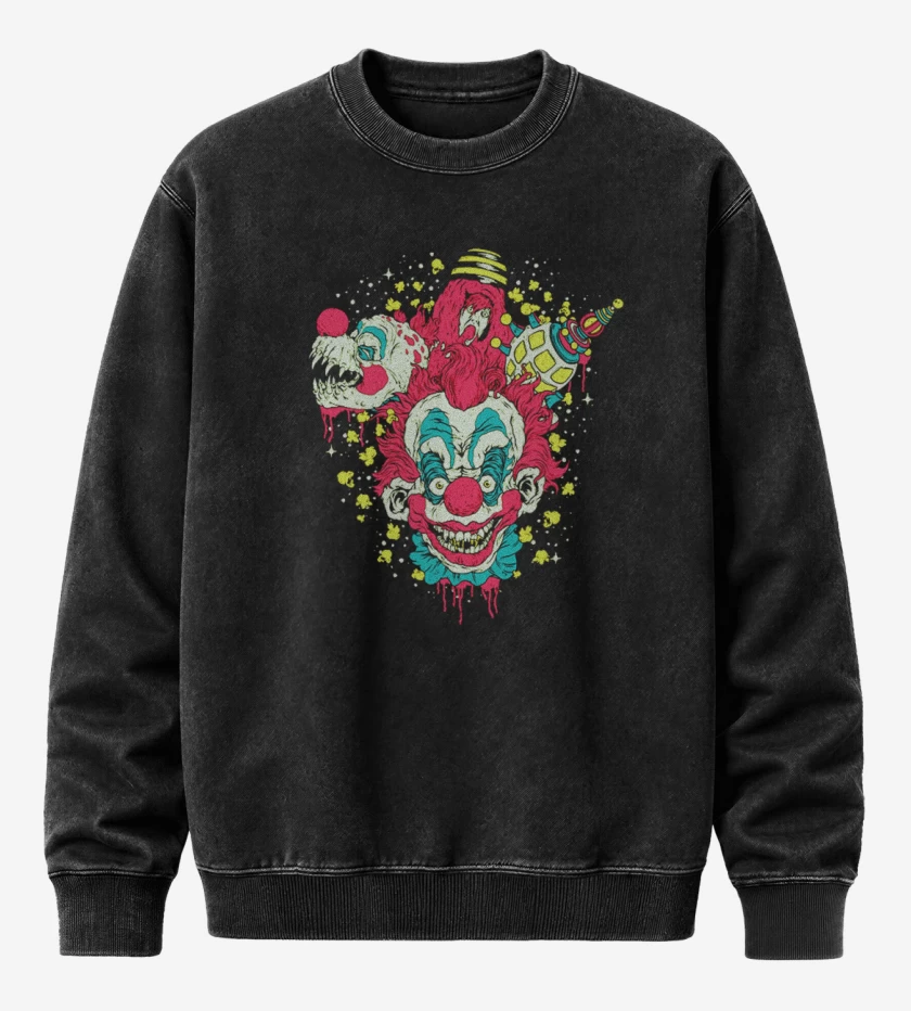Poleron Polo Acid Wash Negro de Payaso del espacio