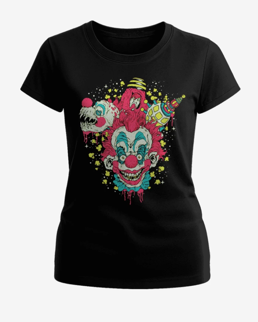 Polera de Mujer Negro de Payaso del espacio
