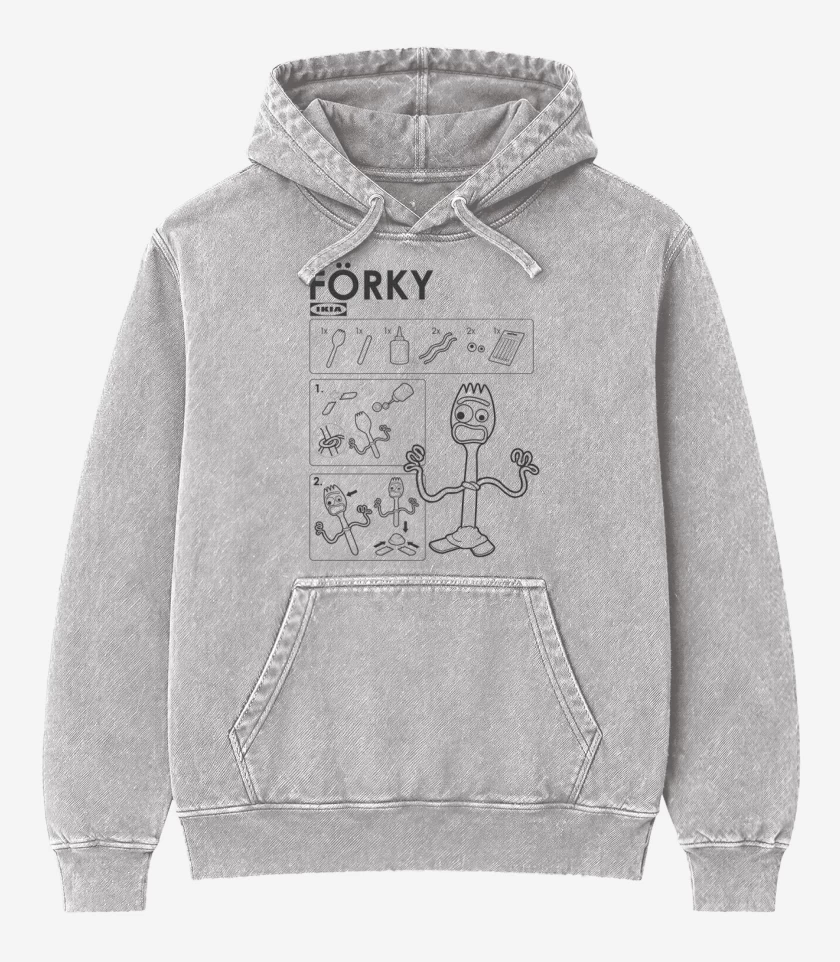 Poleron Canguro Acid Wash Gris Melange de F0rki
