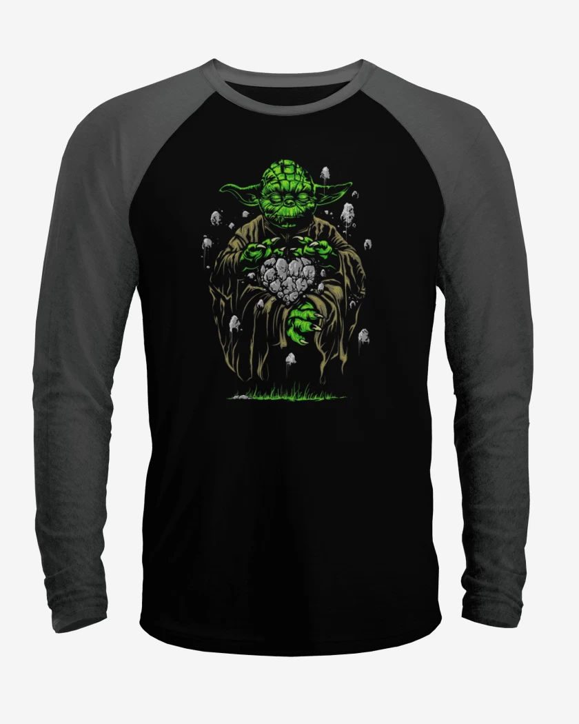 Polera Raglan Negro / Negro Heather de Yoda el pulento 2 