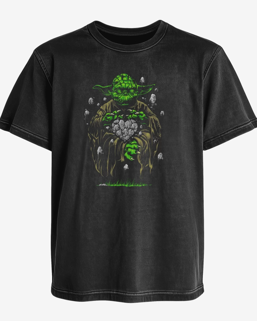 Polera desgastada Negro de Yoda el pulento 2 