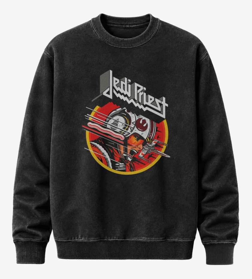 Poleron Polo Acid Wash Negro de Jedi priest