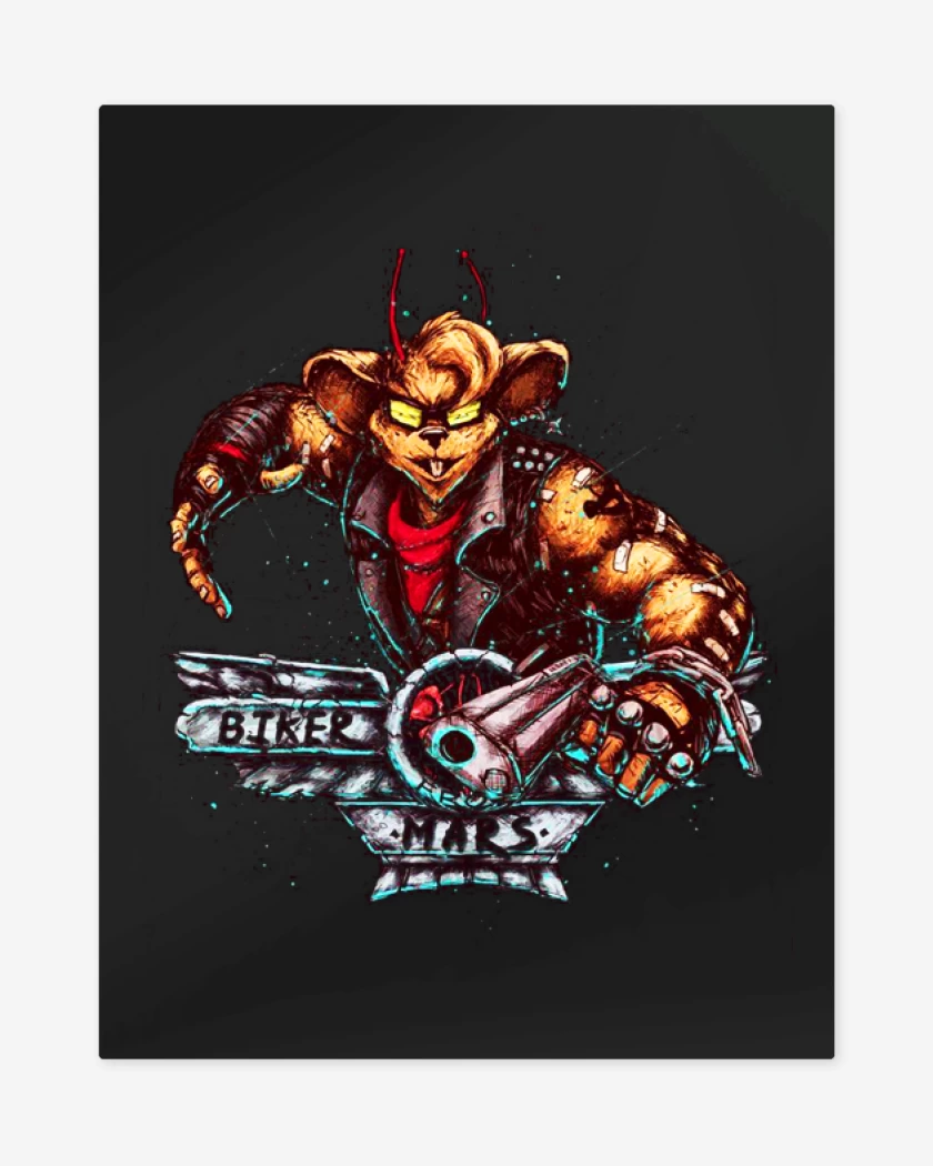 Print metalico Negro de Biker mars from mars