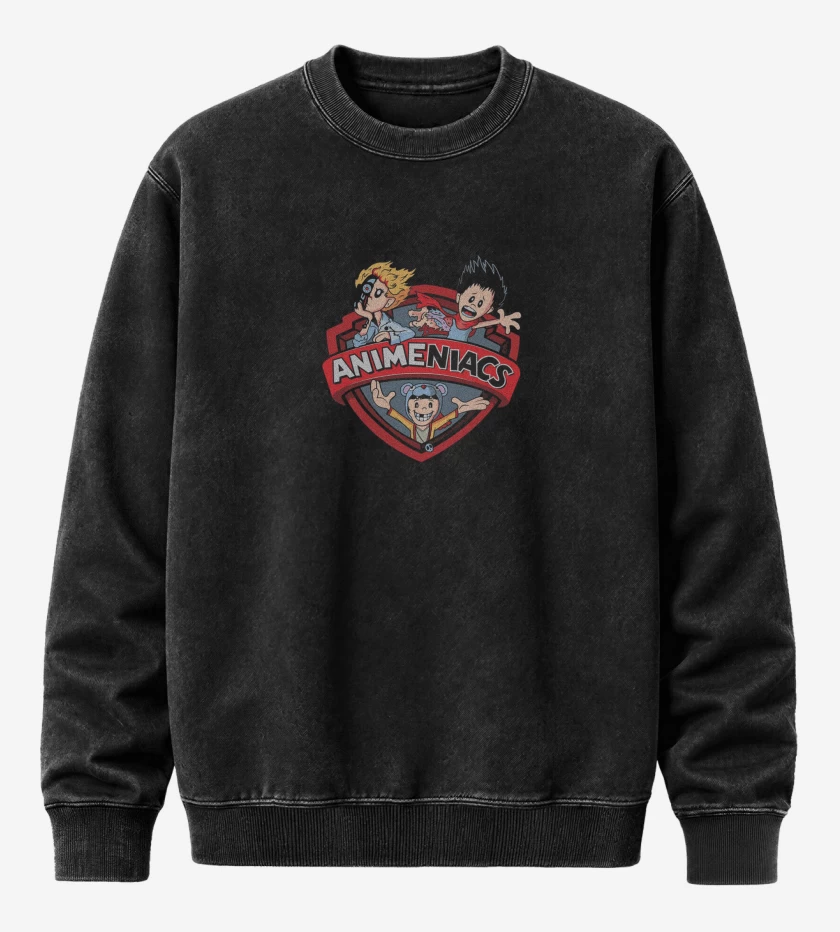 Poleron Polo Acid Wash Negro de Animeniacs