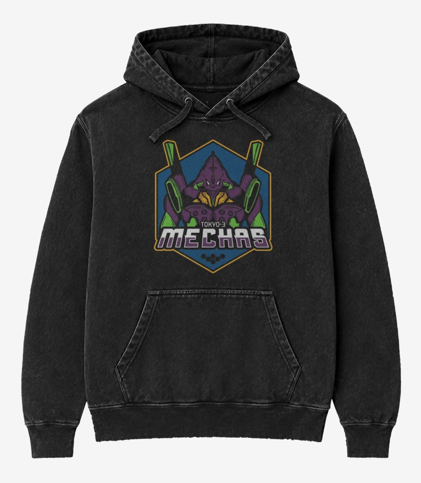 Poleron Canguro Acid Wash Negro de Eva 3 