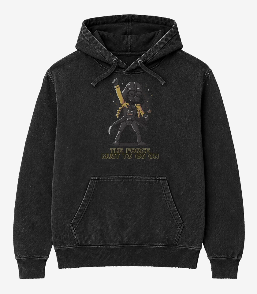 Poleron Canguro Acid Wash Negro de The force must go on