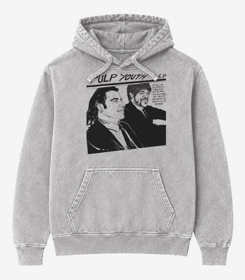 Poleron Canguro Acid Wash Gris Melange de Pulp youth