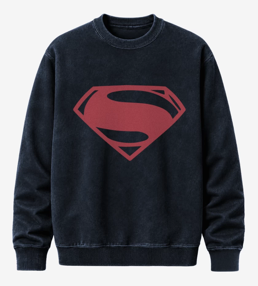 Poleron Polo Acid Wash Azul Marino de Superman - Logo