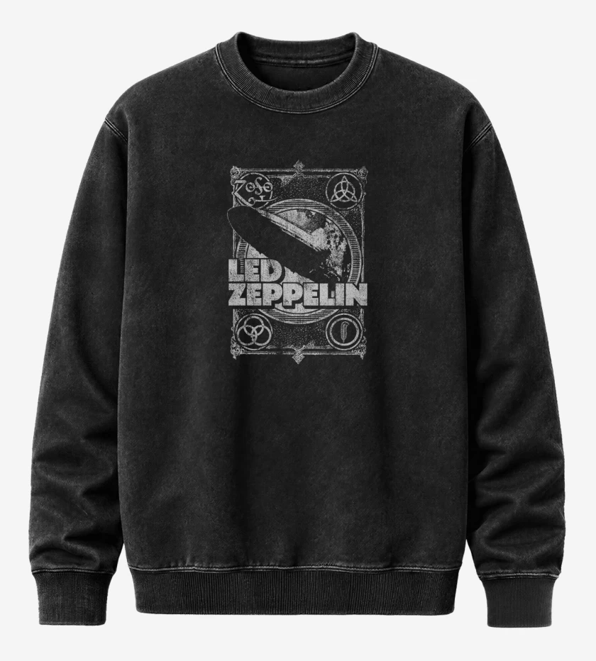 Poleron Polo Acid Wash Negro de Zeppelin