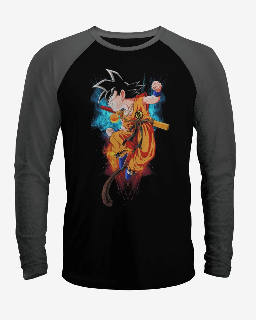 Polera Raglan Negro / Negro Heather de Goku 7