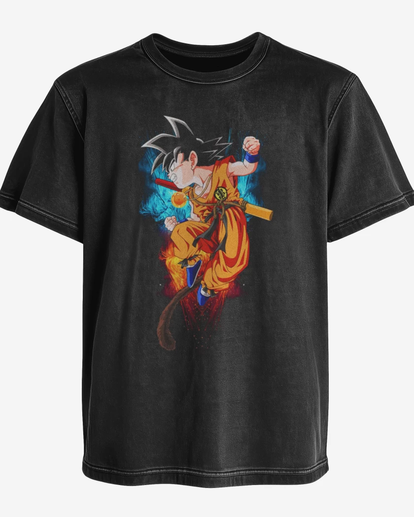 Polera desgastada Negro de Goku 7