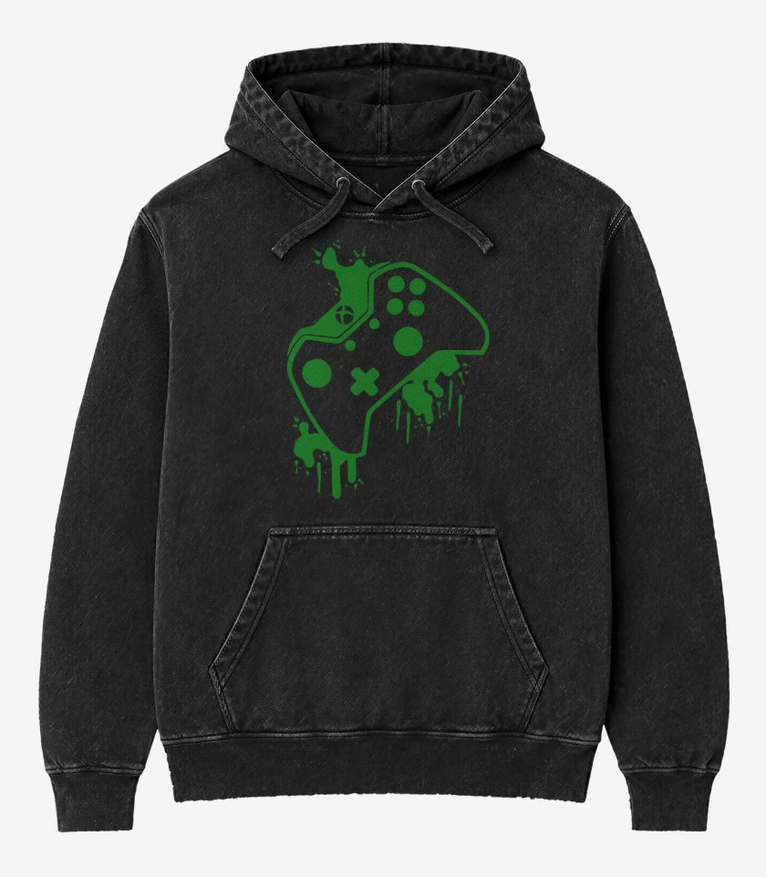 Poleron Canguro Acid Wash Negro de Xbox Joistick