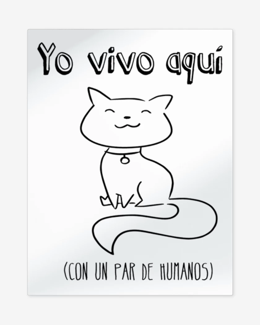 Print metalico Blanco de Yo vivo aqui