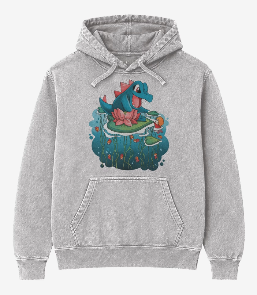 Poleron Canguro Acid Wash Gris Melange de Totodile