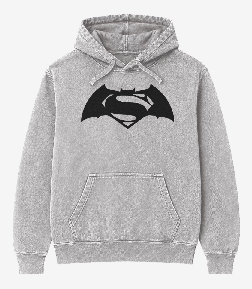 Poleron Canguro Acid Wash Gris Melange de BVS - Logo