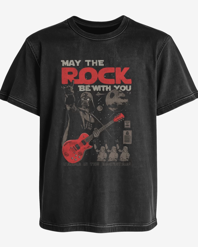 Polera desgastada Negro de Vader rockstar