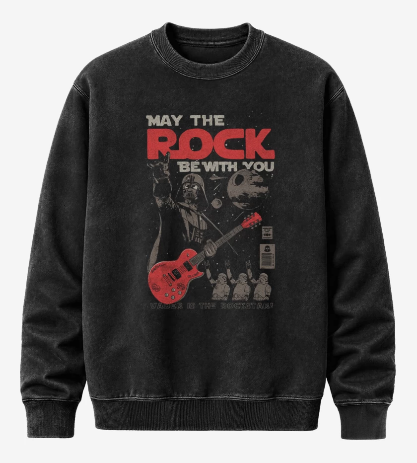 Poleron Polo Acid Wash Negro de Vader rockstar