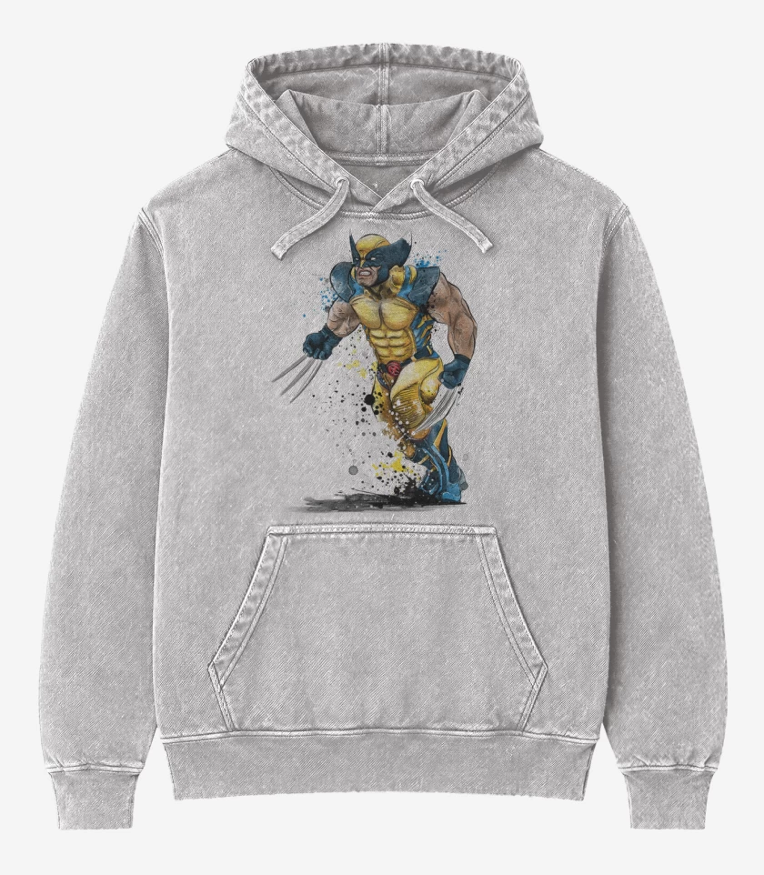 Poleron Canguro Acid Wash Gris Melange de Logan colors