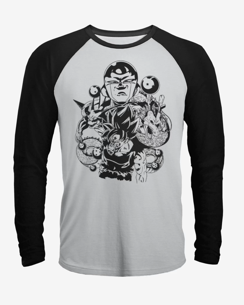 Polera Raglan Blanco / Negro de Saga de freezer 