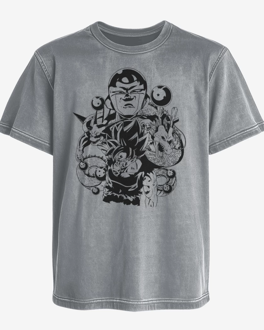 Polera desgastada Gris Melange de Saga de freezer 