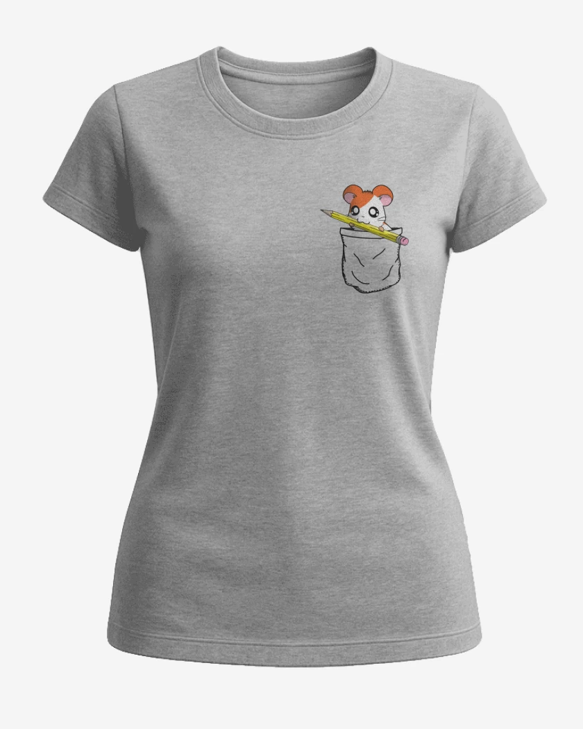 Polera de Mujer Gris Melange de Hantaro de bolsillo