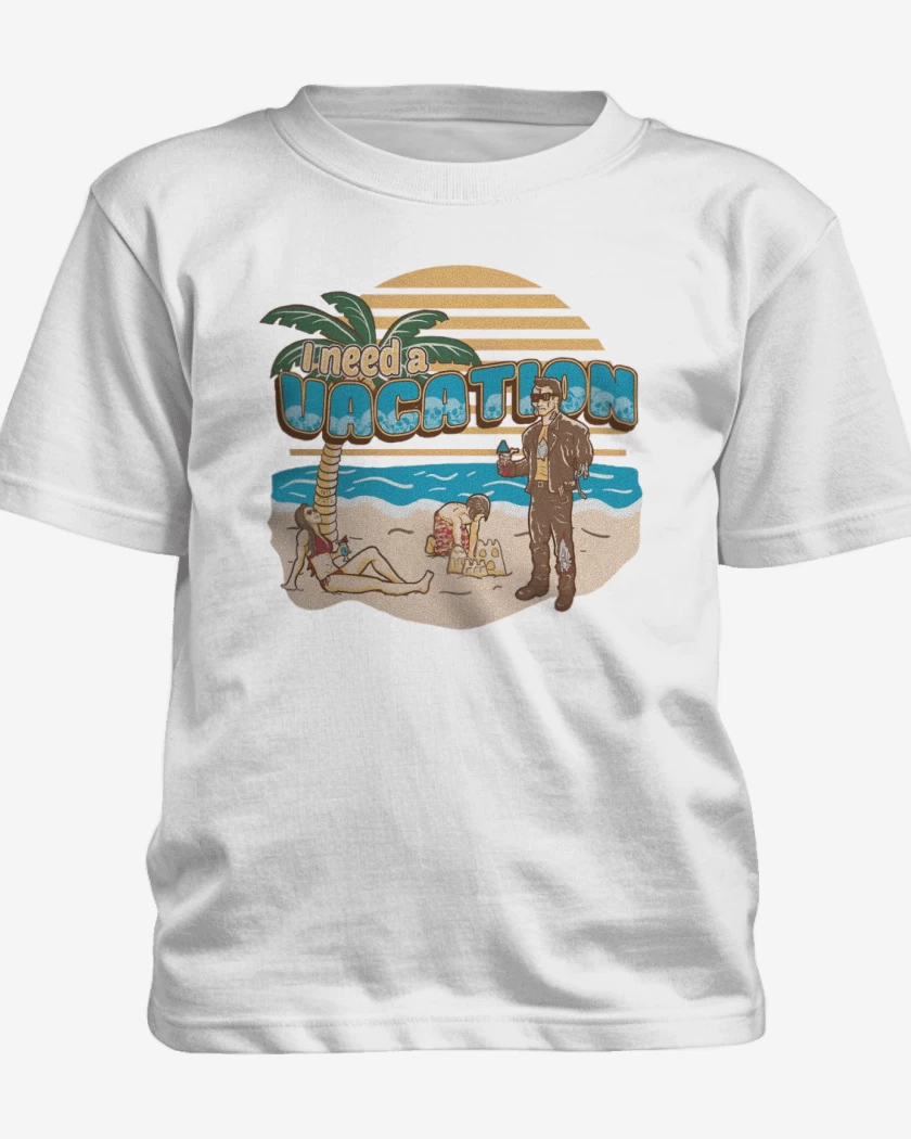 Polera de niño Blanco de Necesito Vacaciones 