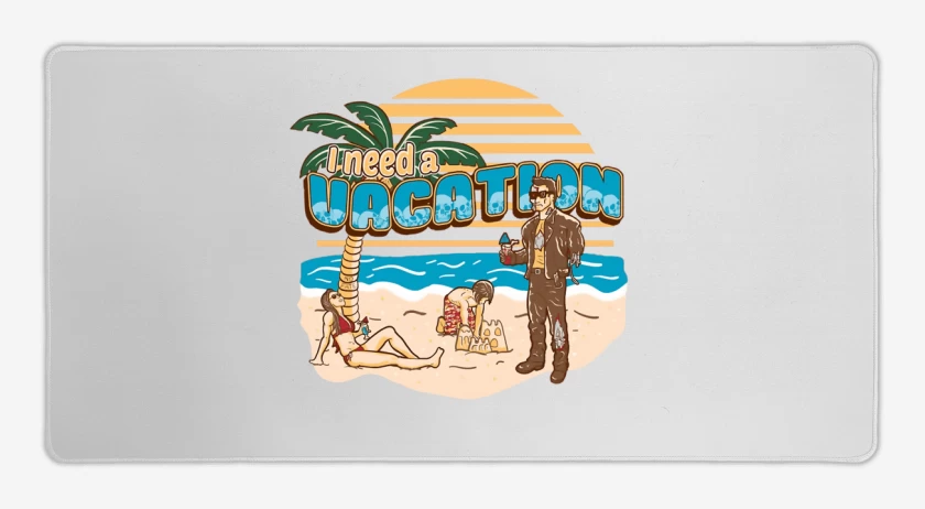 Mouse pad Gamer Blanco de Necesito Vacaciones 