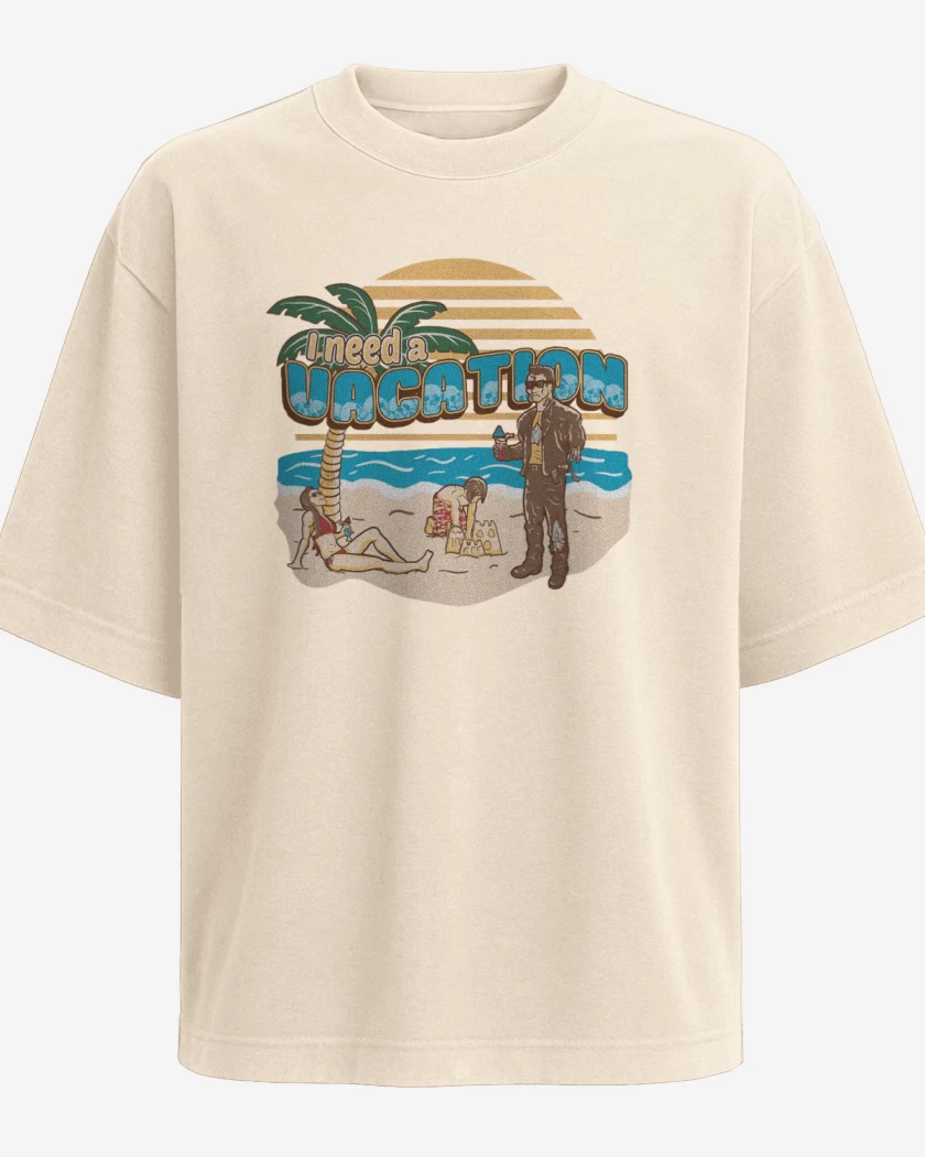 Polera Oversize Necesito Vacaciones 