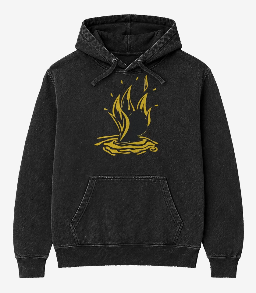 Poleron Canguro Acid Wash Negro de Te ordeno que no te vayas 