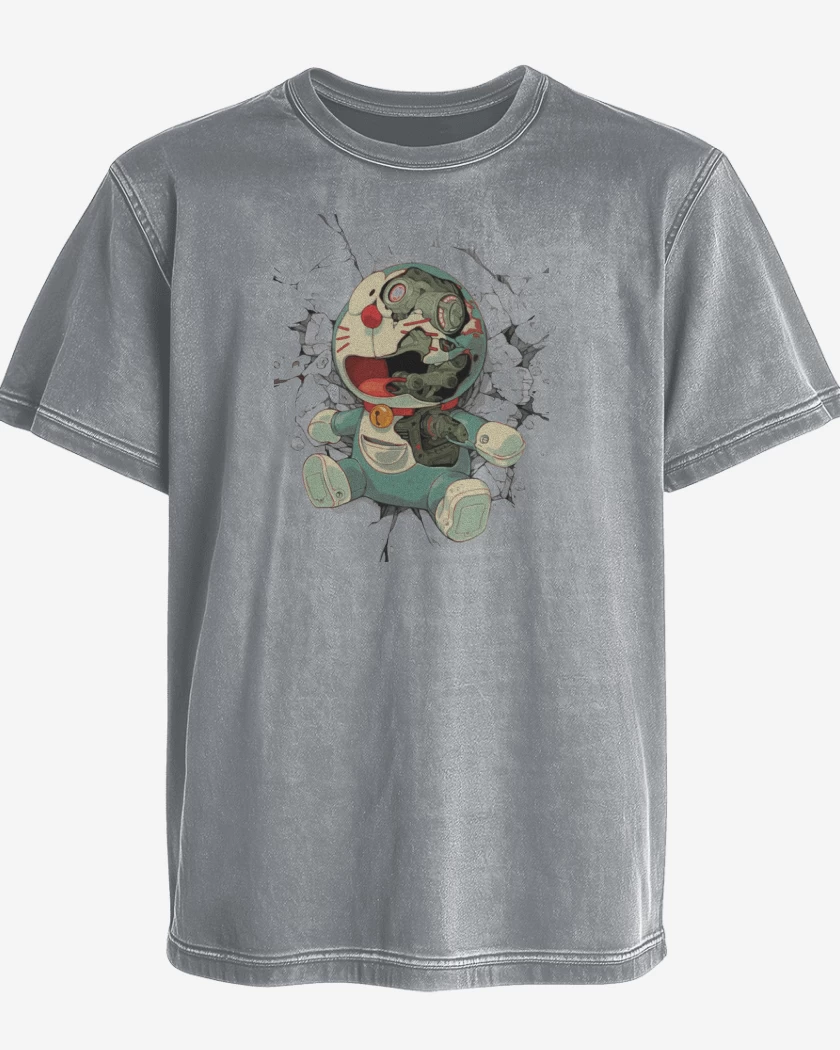 Polera desgastada Gris Melange de Cosmic Cat