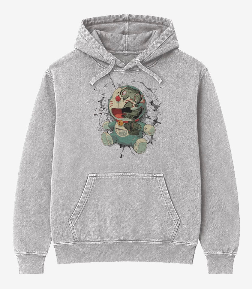Poleron Canguro Acid Wash Gris Melange de Cosmic Cat