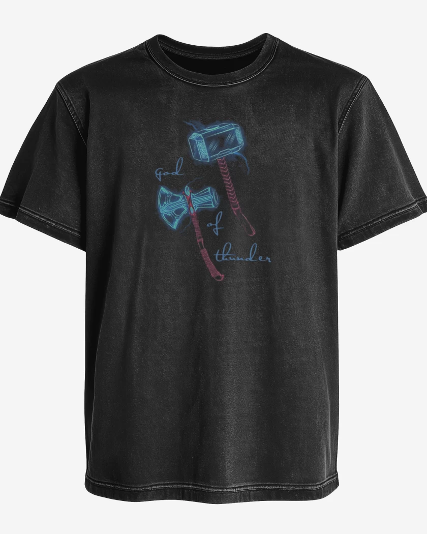 Polera desgastada Negro de God of Thunder 