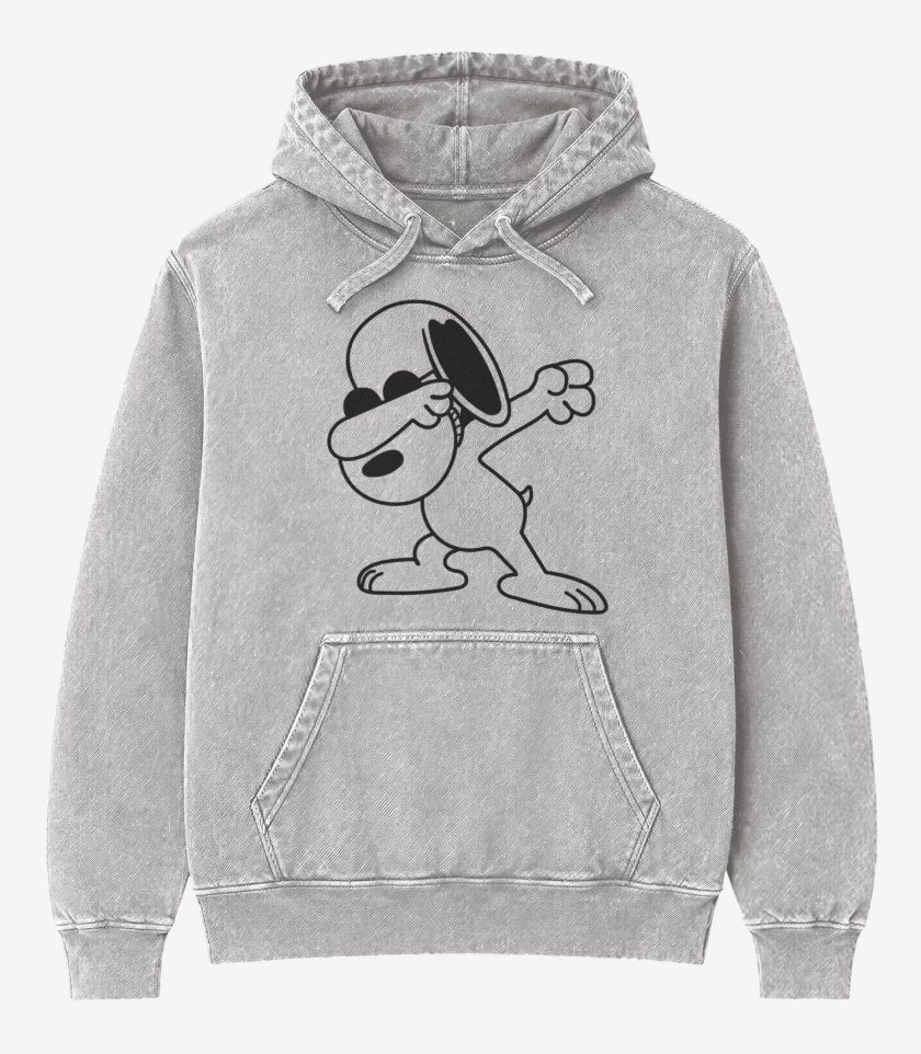 Poleron Canguro Acid Wash Gris Melange de Snoopy Style 