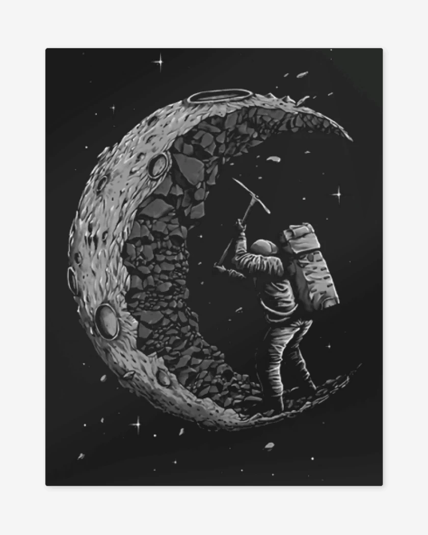 Print metalico Negro de Astro Minero 