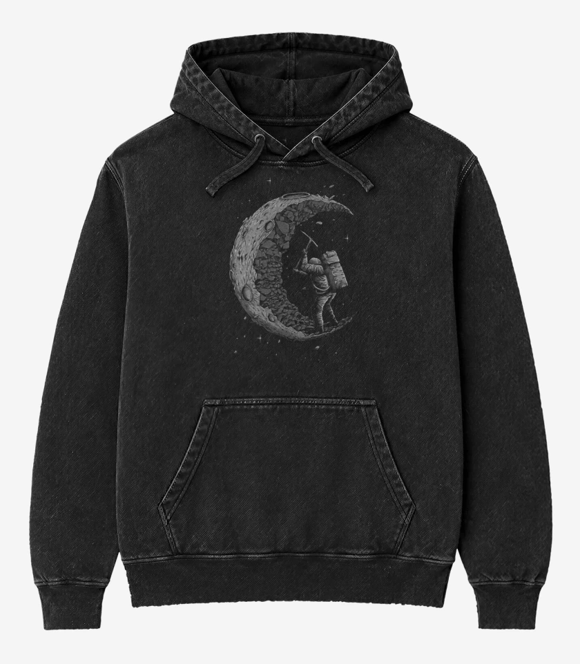 Poleron Canguro Acid Wash Negro de Astro Minero 
