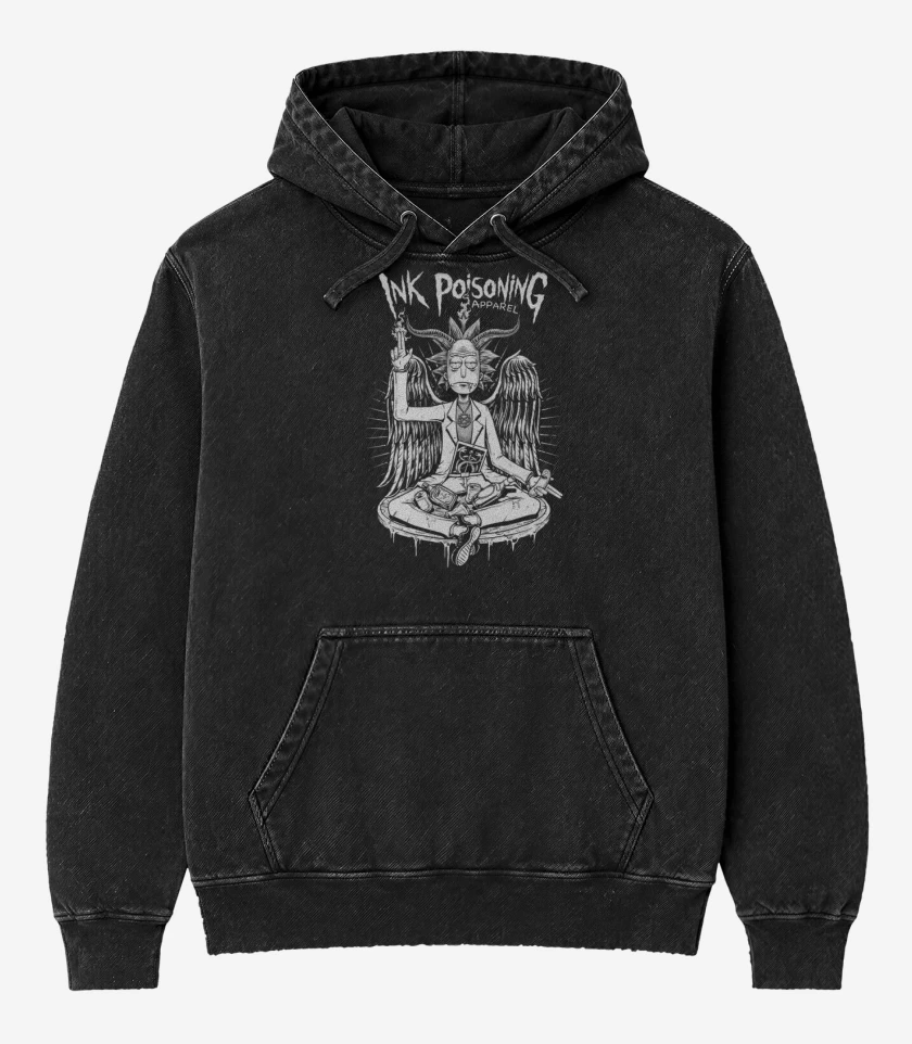 Poleron Canguro Acid Wash Negro de Ink Poisoning