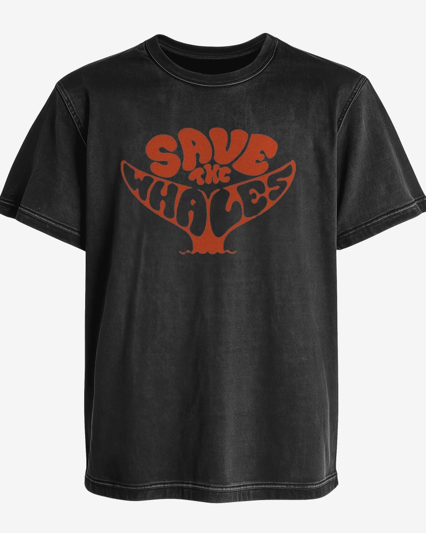 Polera desgastada Save the whales 